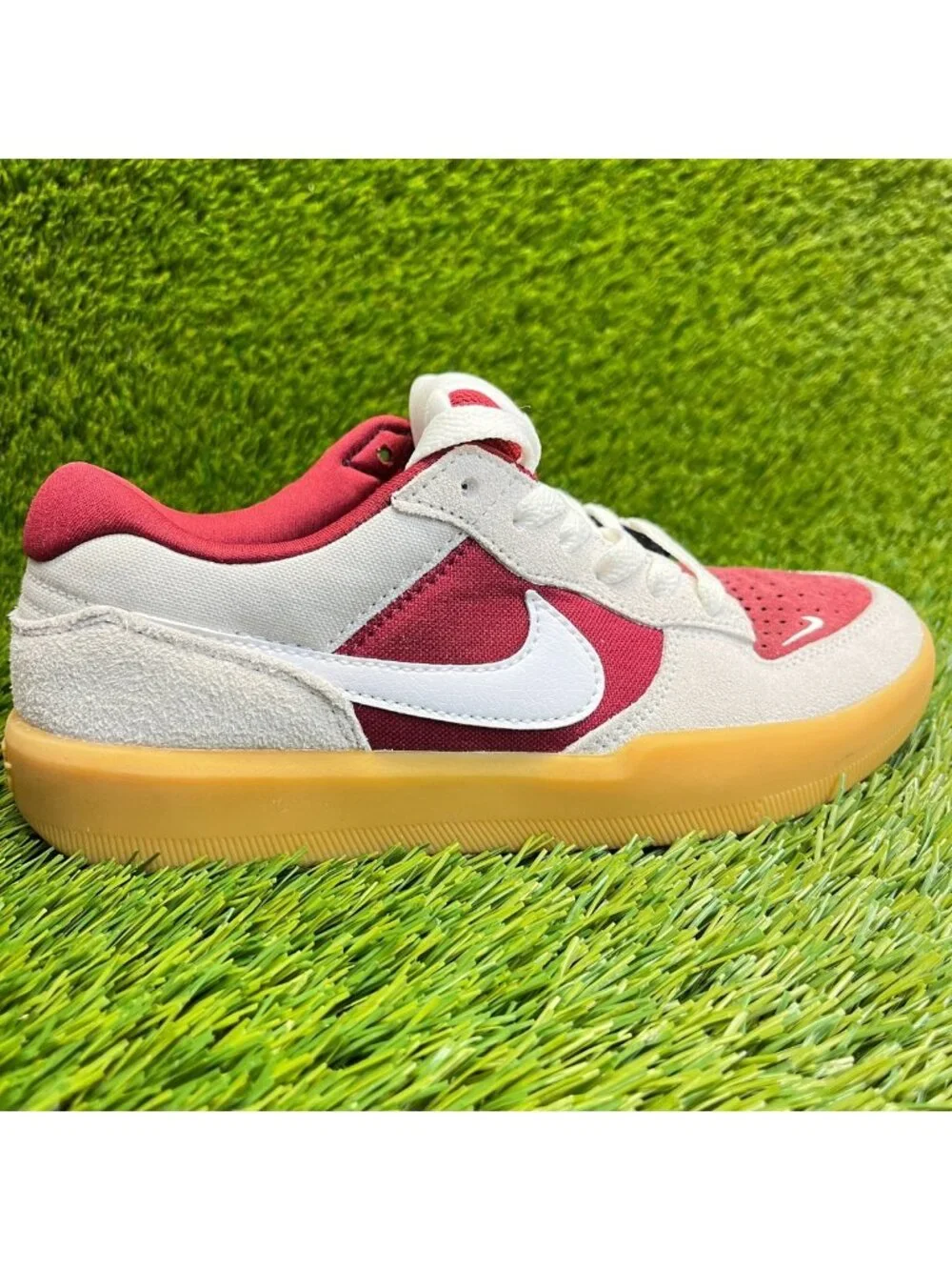 Nike SB Force 58 Boys Size 4Y Team Red Gum Athletic Skateboard Shoes Sneakers